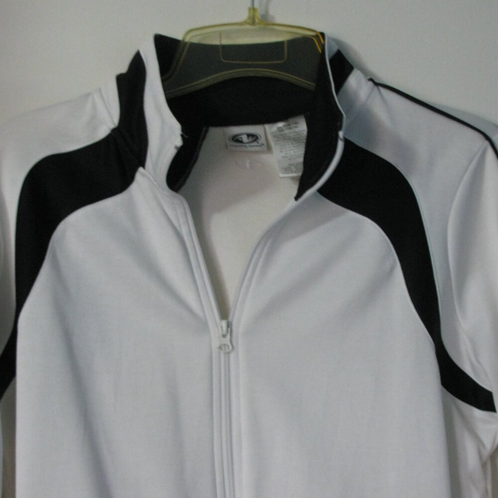 Athletic Works Jacket XL 16 18 Black & White Zip Front Excellent - Picture 2 of 5